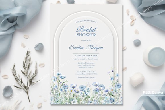 Dusty Blue Wildflowers Minimalist Bridal