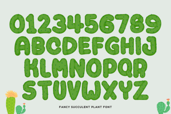 Fancy Succulent Plant Font PNG with transparent background - Preview 1