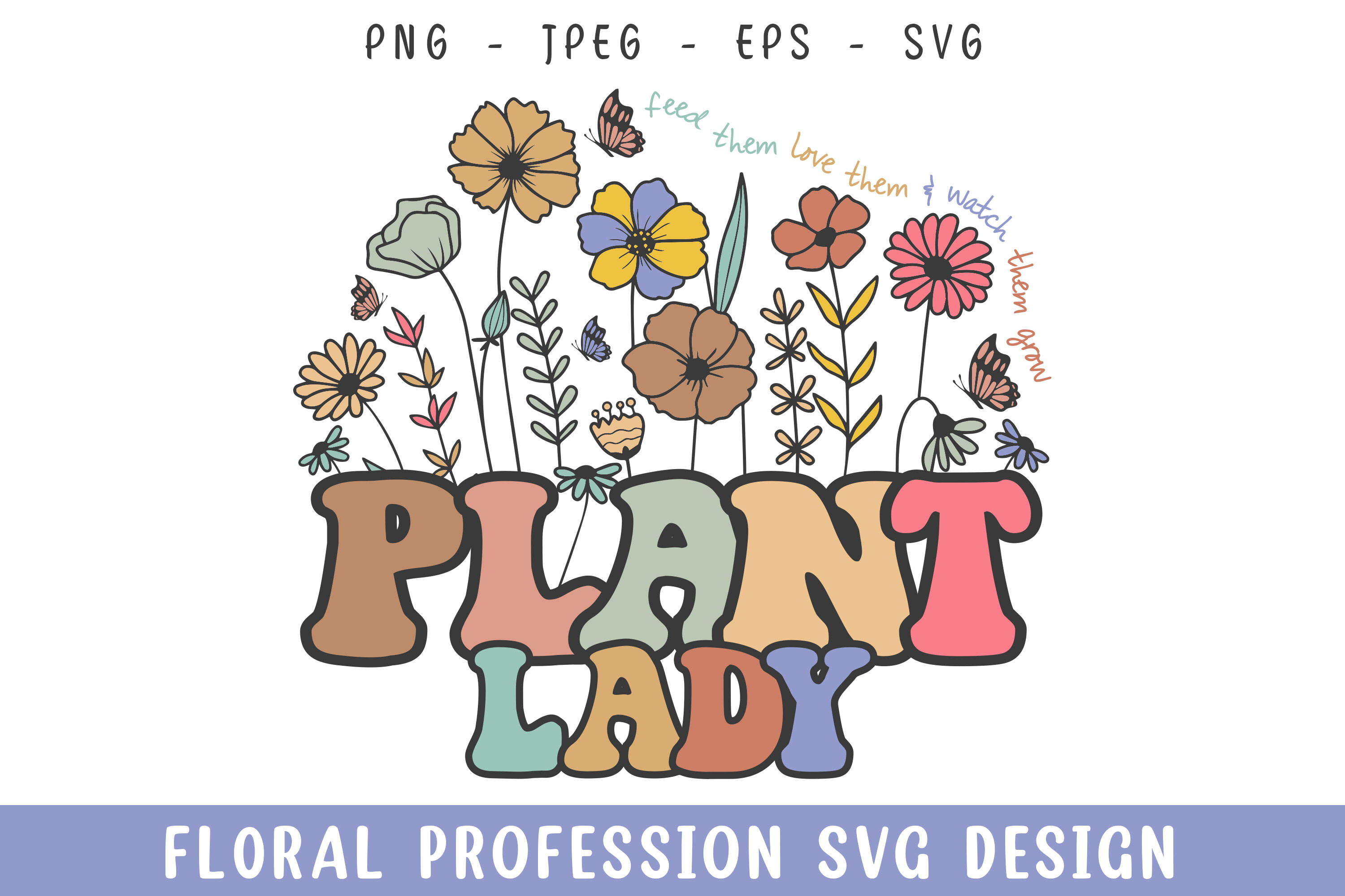 Floral plant lady plant lover vintage