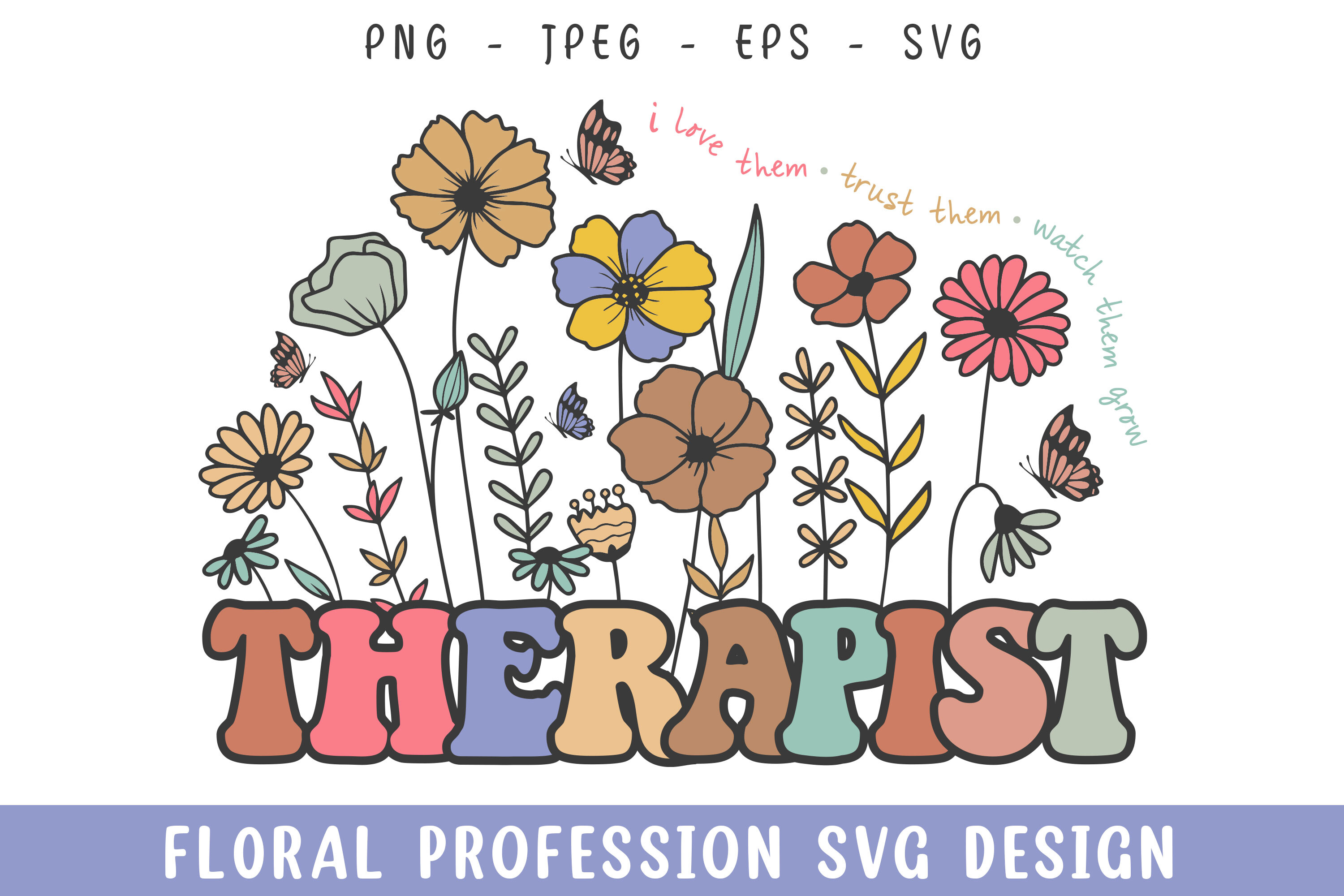 Floral therapist vintage profession svg