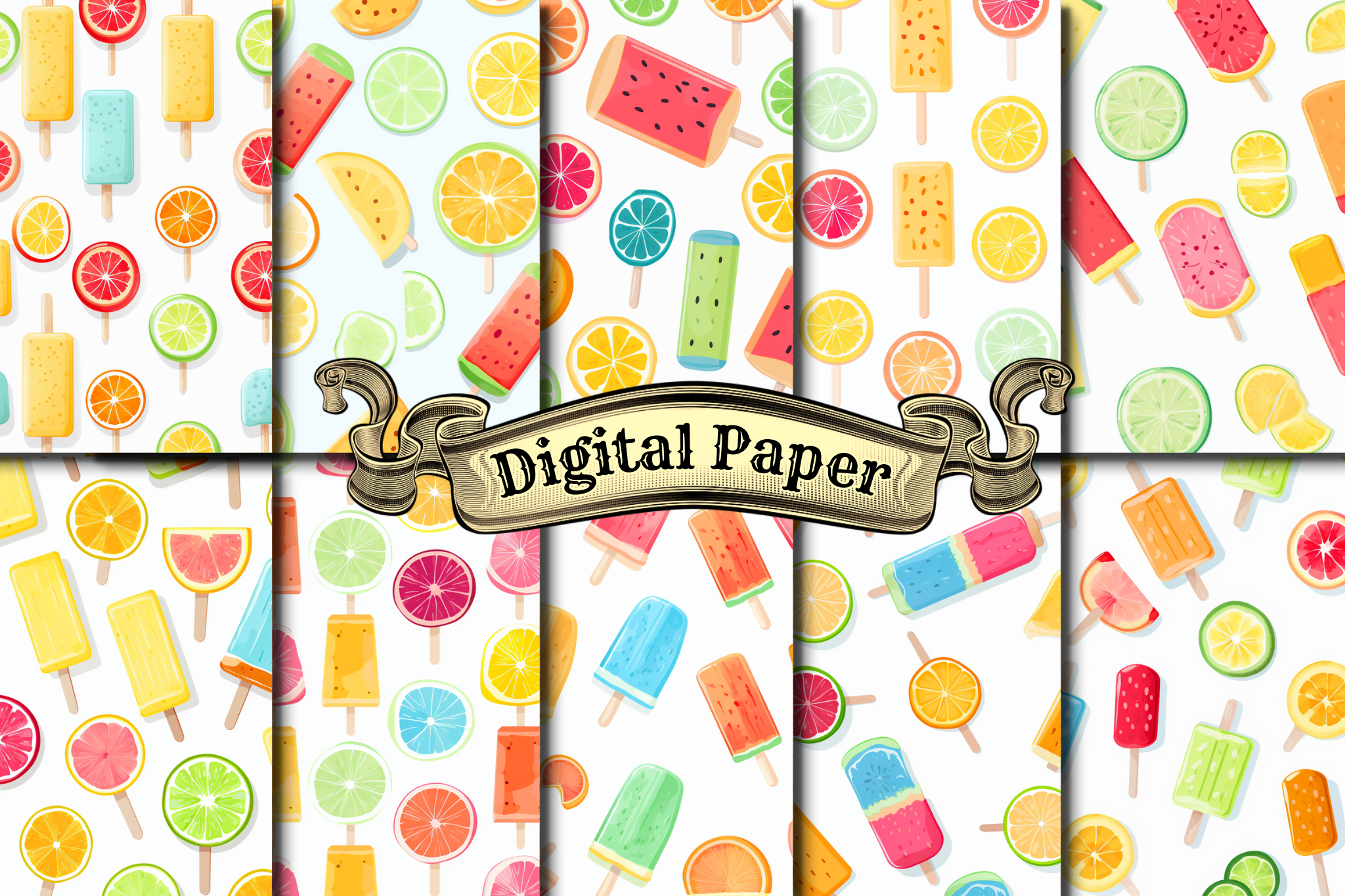 Ice Cream Summer Digital Paper Graphic by craftsmaker · Creative Fabrica