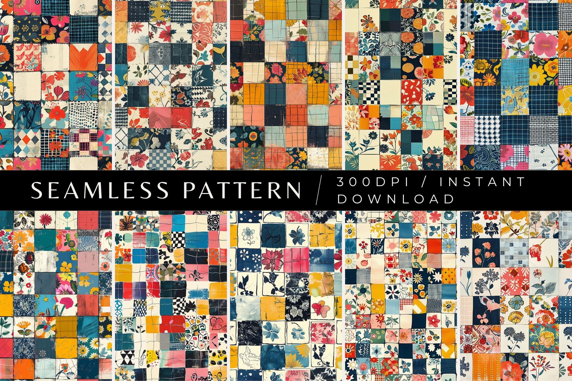 Playful Patchwork Patterns Graphic by Inknfolly · Creative Fabrica