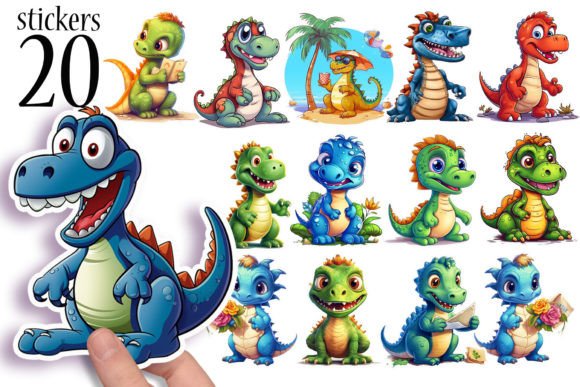 Printable Dinosaur Stickers for Kids PNG Grafika Rękodzieła Przez TheDigitalDeli