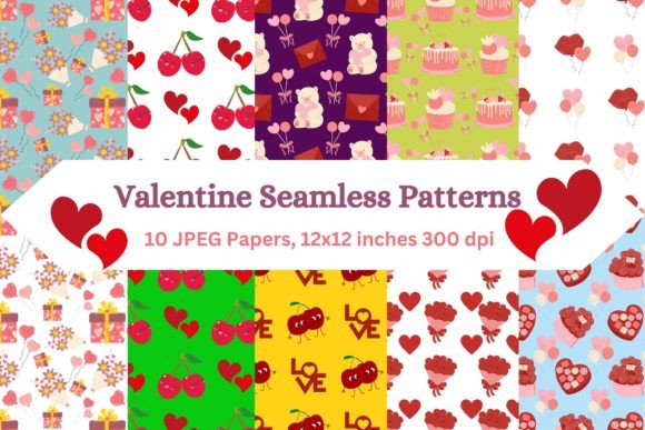 Valentine's Day Digital Papers Graphic Patterns By archiegupta1908