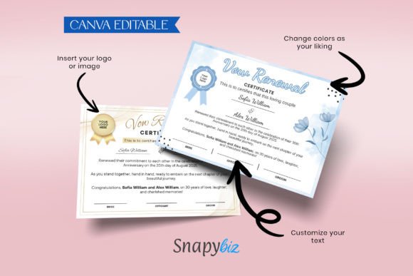 Vow Renewal Certificate Editable