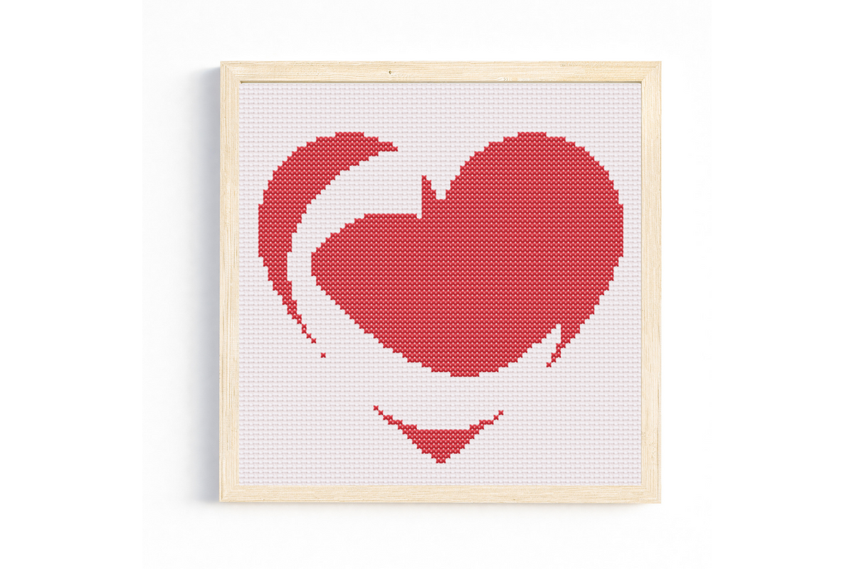 C Monogram in Heart Cross Stitch Pattern