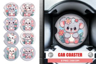 Car Coaster Cute Koala with Flower Graphic by Artnoy · Creative Fabrica
