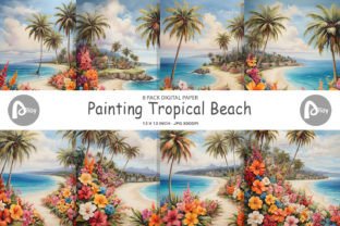 Digital Paper Painting Tropical Beach Graphic by Artnoy · Creative Fabrica