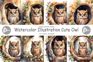 Digital Paper Watercolor Owl Graphic by Artnoy · Creative Fabrica