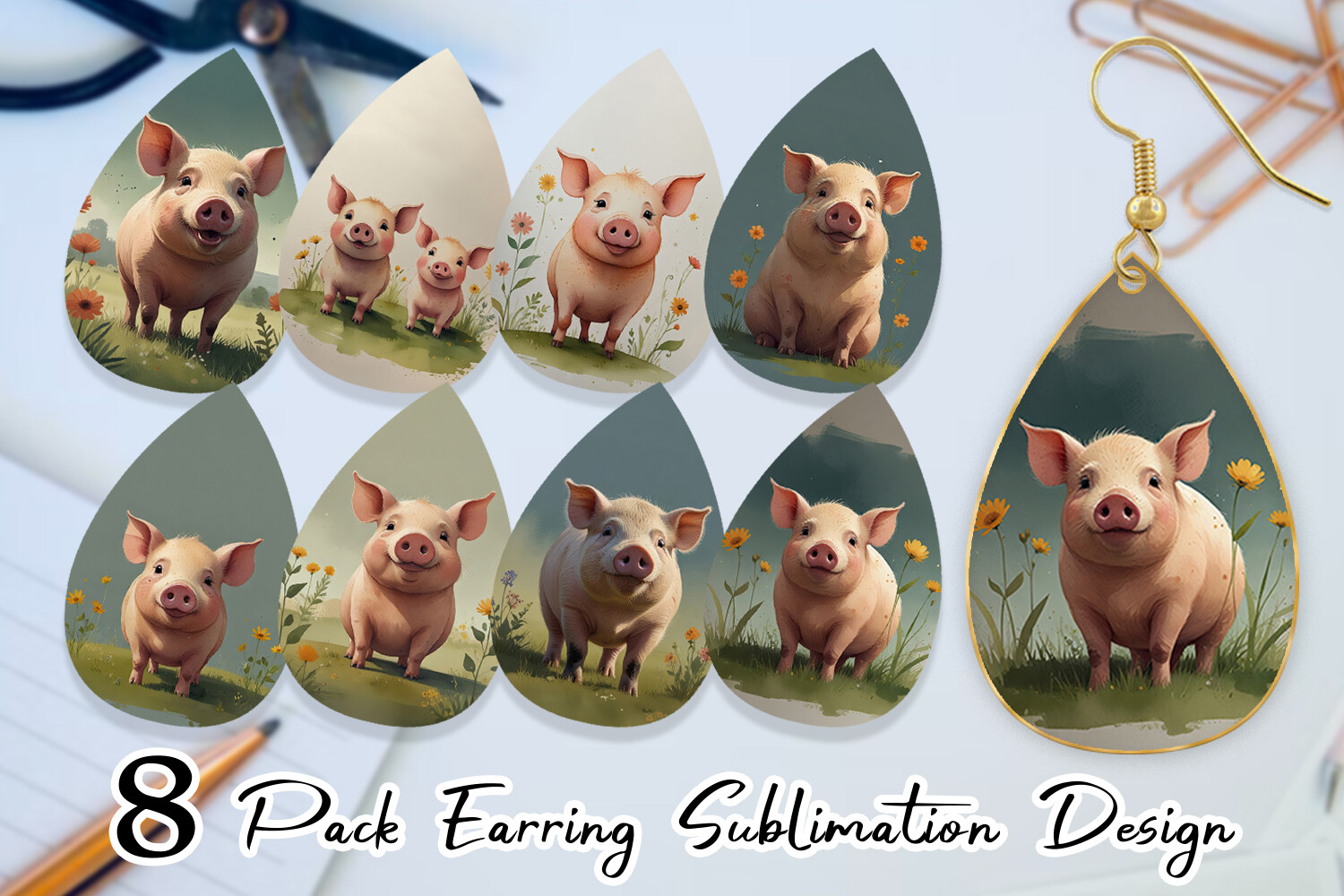 Earring Illustration Pig Graphic by Artnoy · Creative Fabrica