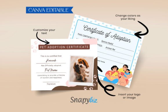 Edit Cat Dog Pet Adoption Certificate