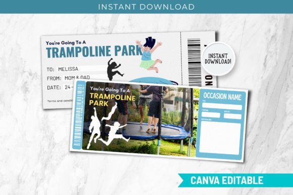 Editable Trampoline Park Ticket Canva