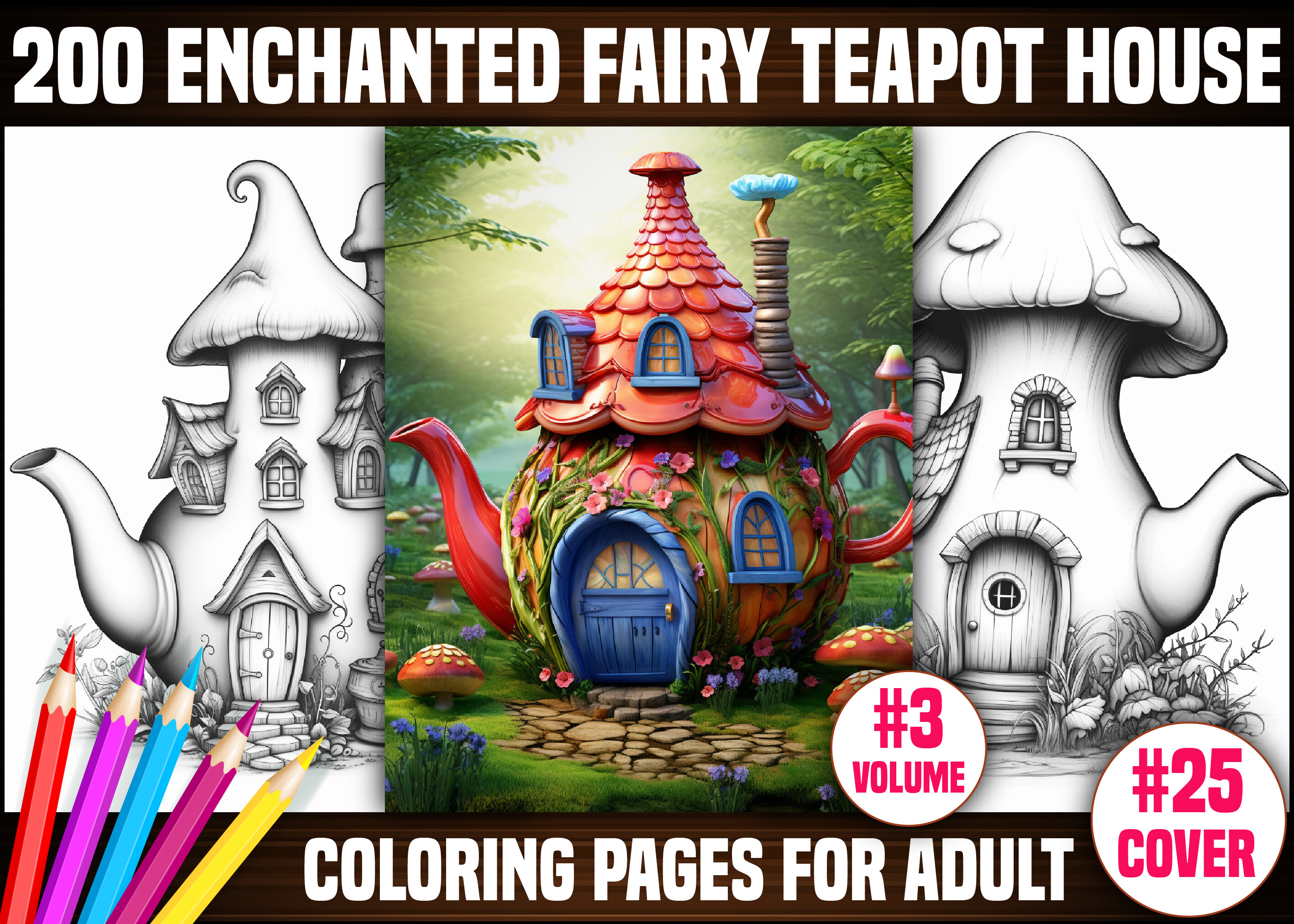 Enchanted Teapot House Coloring Pages