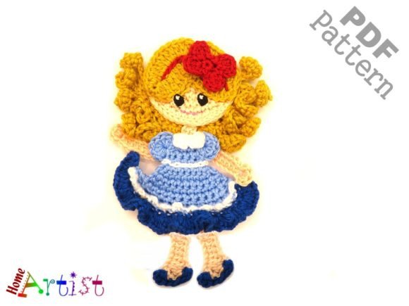 Girl Doll Crochet Applique Pattern