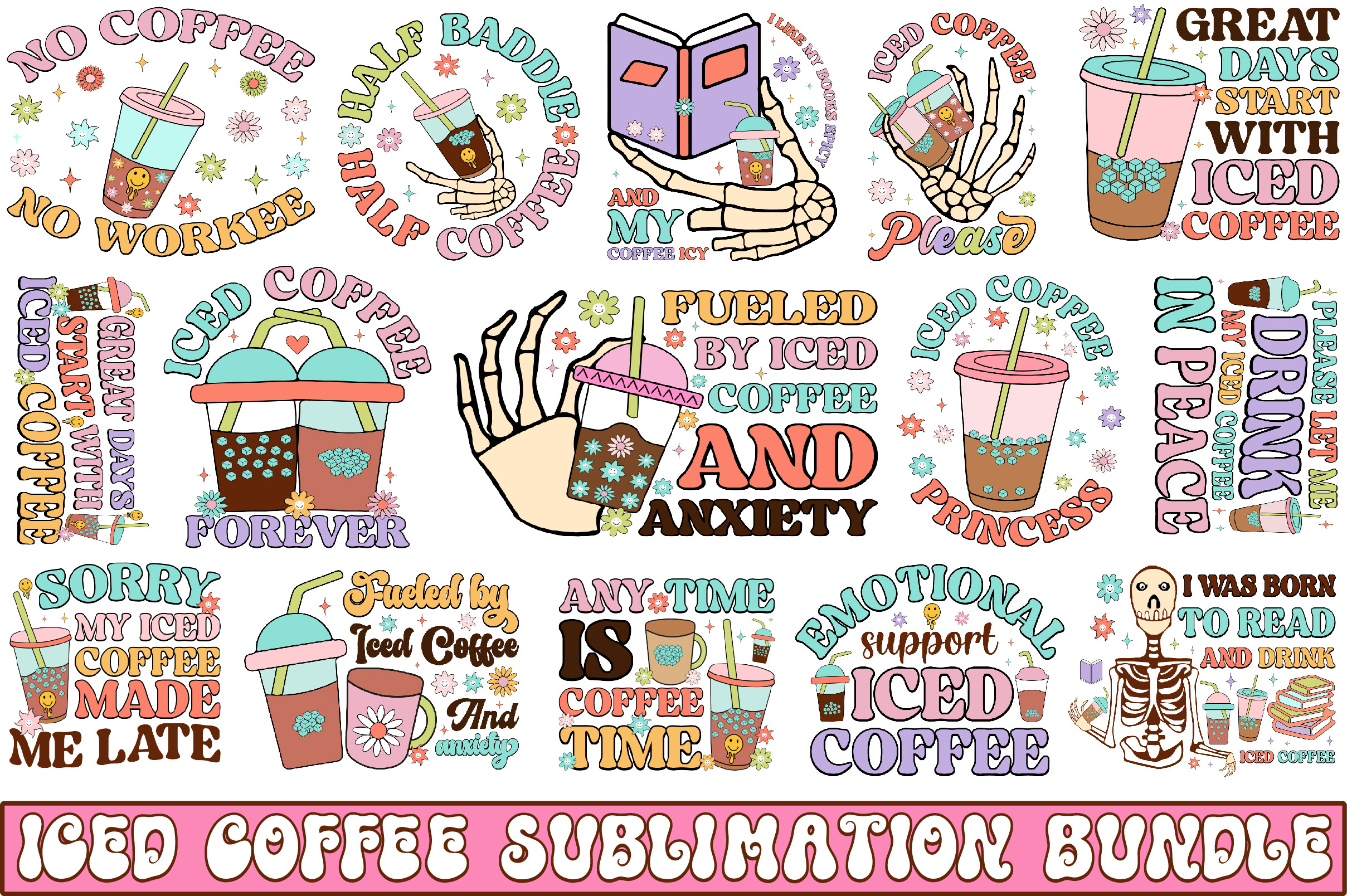 Iced Coffee Sublimation Bundle Graphic by NexaArt · Creative Fabrica