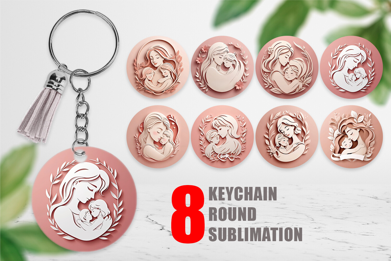 Keychain Paper Cut Mother's Day Graphic by Artnoy · Creative Fabrica
