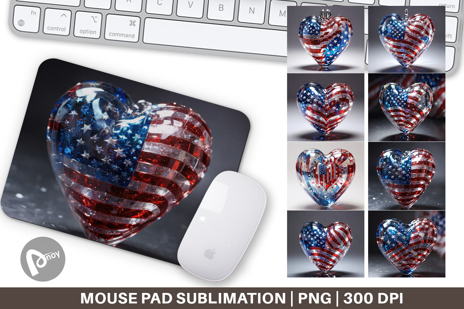 Mouse Pad Glass Heart Patriotic Graphic by Artnoy · Creative Fabrica