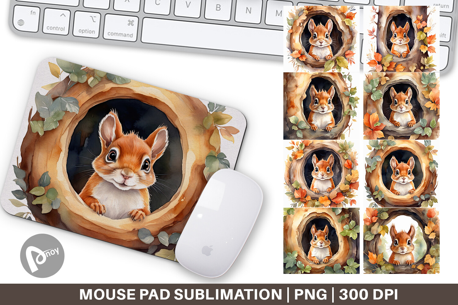 Mouse Pad Watercolor Squirrel Graphic by Artnoy · Creative Fabrica
