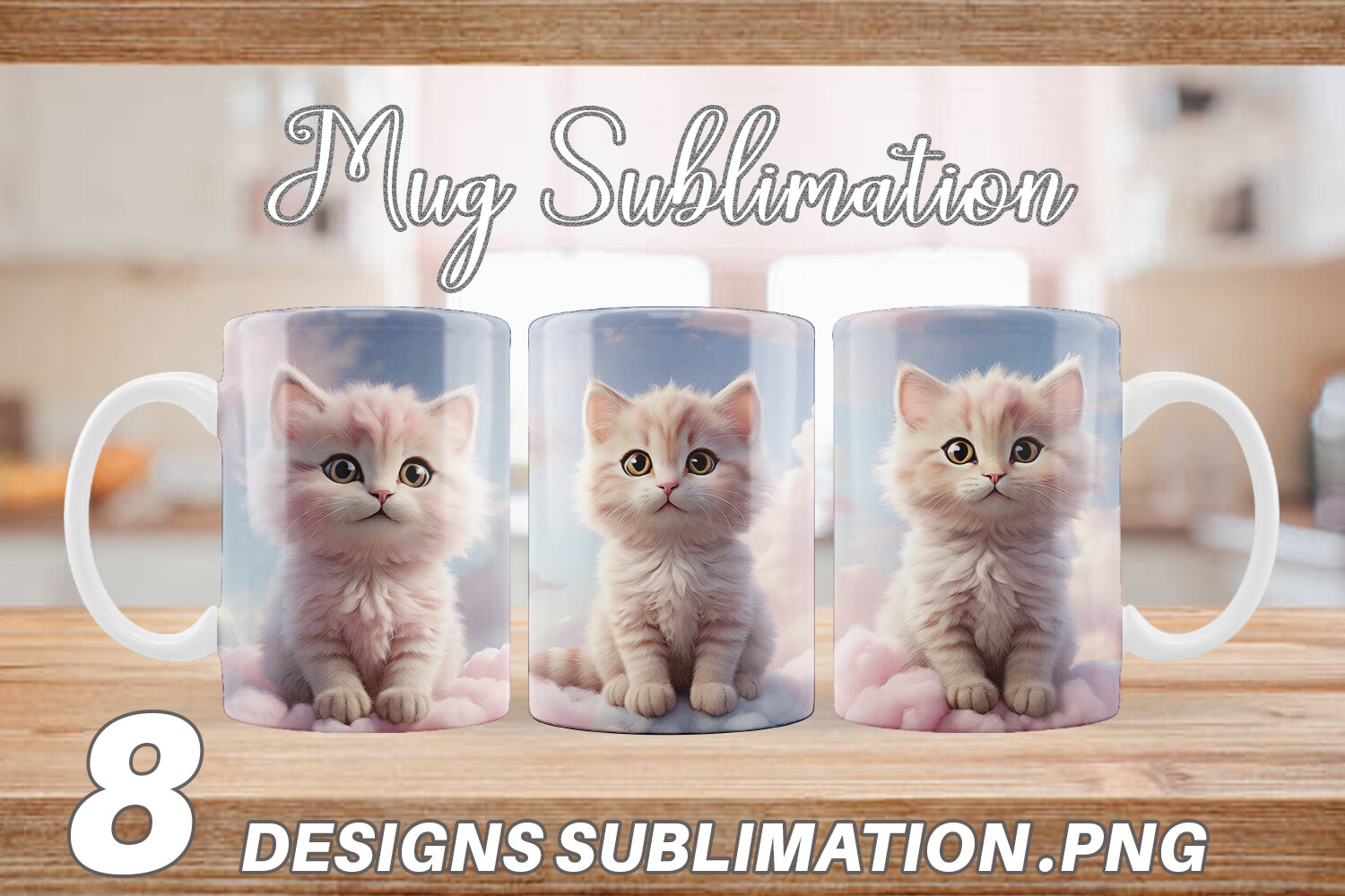 Mug Wrap 3D Cute Cat Pastel Graphic by Artnoy · Creative Fabrica