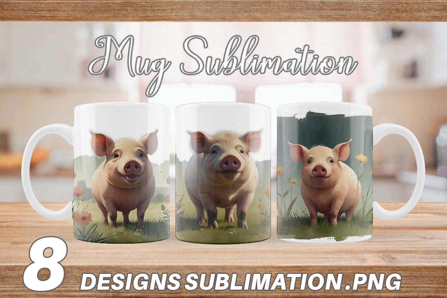 Mug Wrap Illustration Pig Graphic by Artnoy · Creative Fabrica
