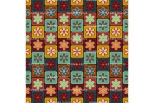 Retro 1970s Floral Block Pattern Graphic by Karma Genie · Creative Fabrica