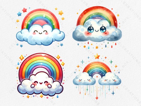 Watercolor rainbow clipart nursery PNG for pet memorial sublimation projects