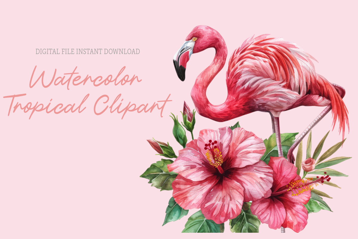 Watercolor Tropical Flowers Clipart Graphic by sasikharn · Creative Fabrica