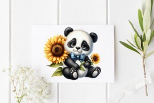 Watercolor Sunflower Panda PNG Clipart Graphic by CitraGraphics ...