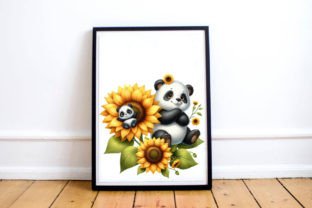 Watercolor Sunflower Panda PNG Clipart Graphic by CitraGraphics ...
