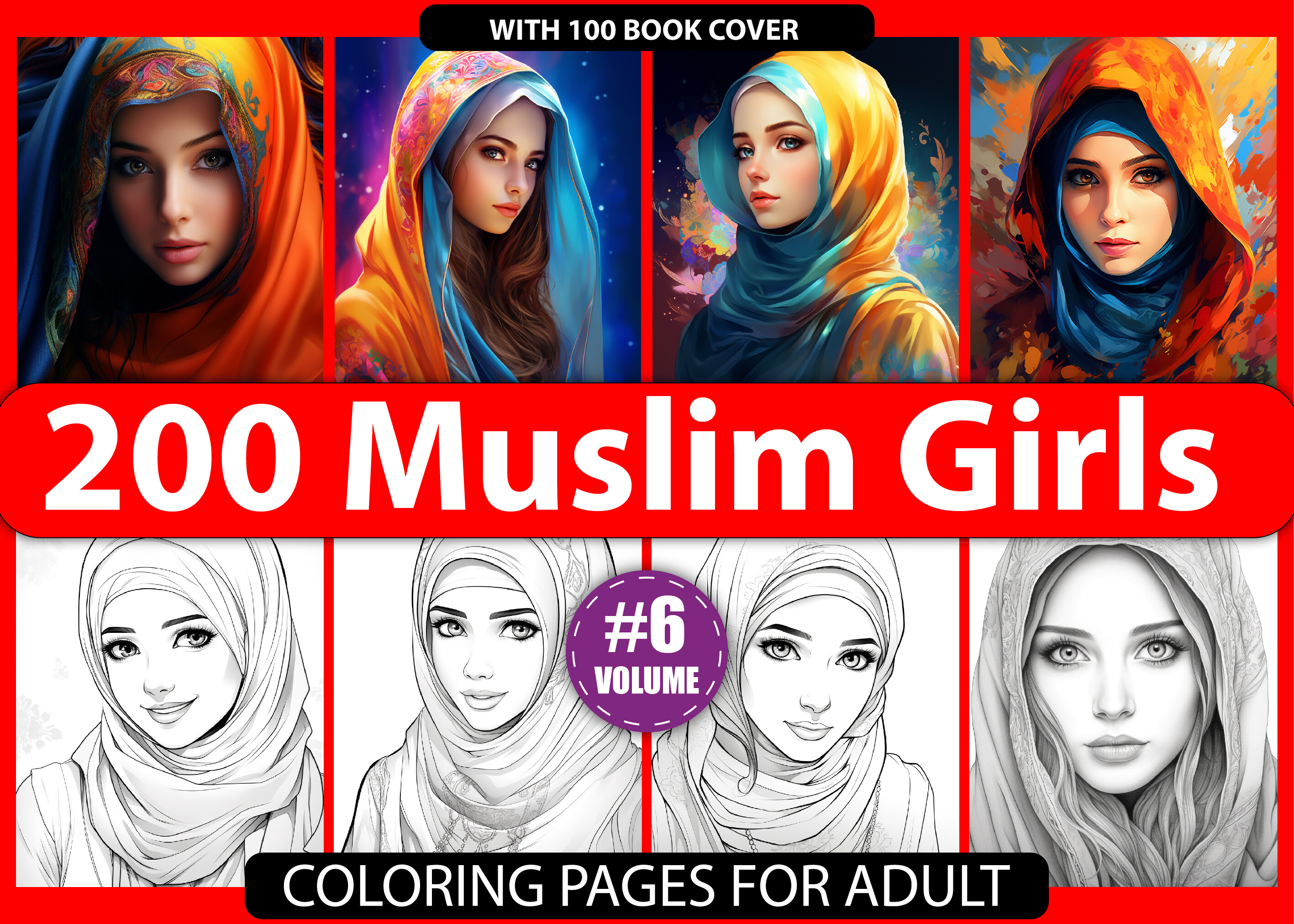 200 Muslim Girls Coloring Pages for KDP