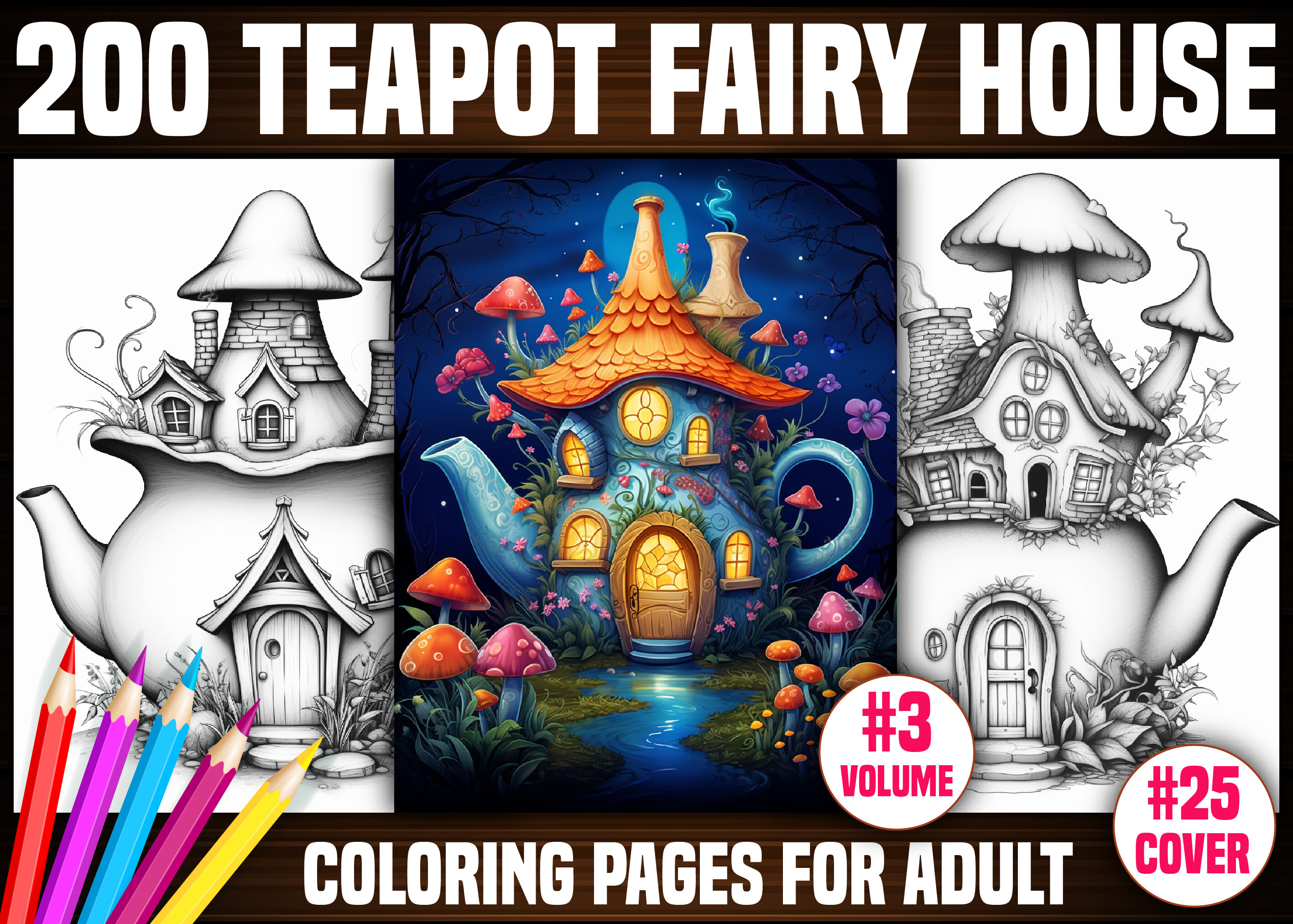 200 Teapot Fairy House Coloring Pages
