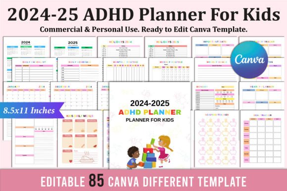 2024-2025 ADHD Planner for Kids Canva