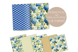 Blue Hydrangeas Digital Papers Graphic by More Paper Than Shoes ...