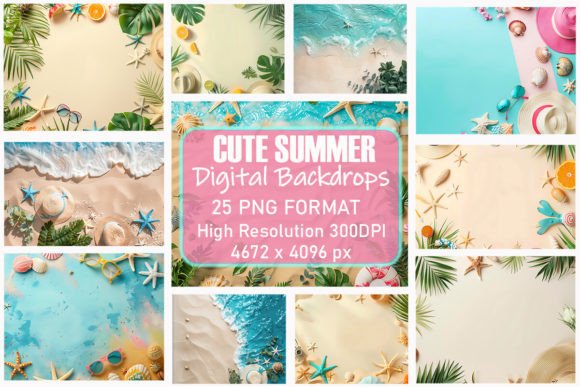 Preview of Cute Summer Concept Digital Backdrops digital backdrop