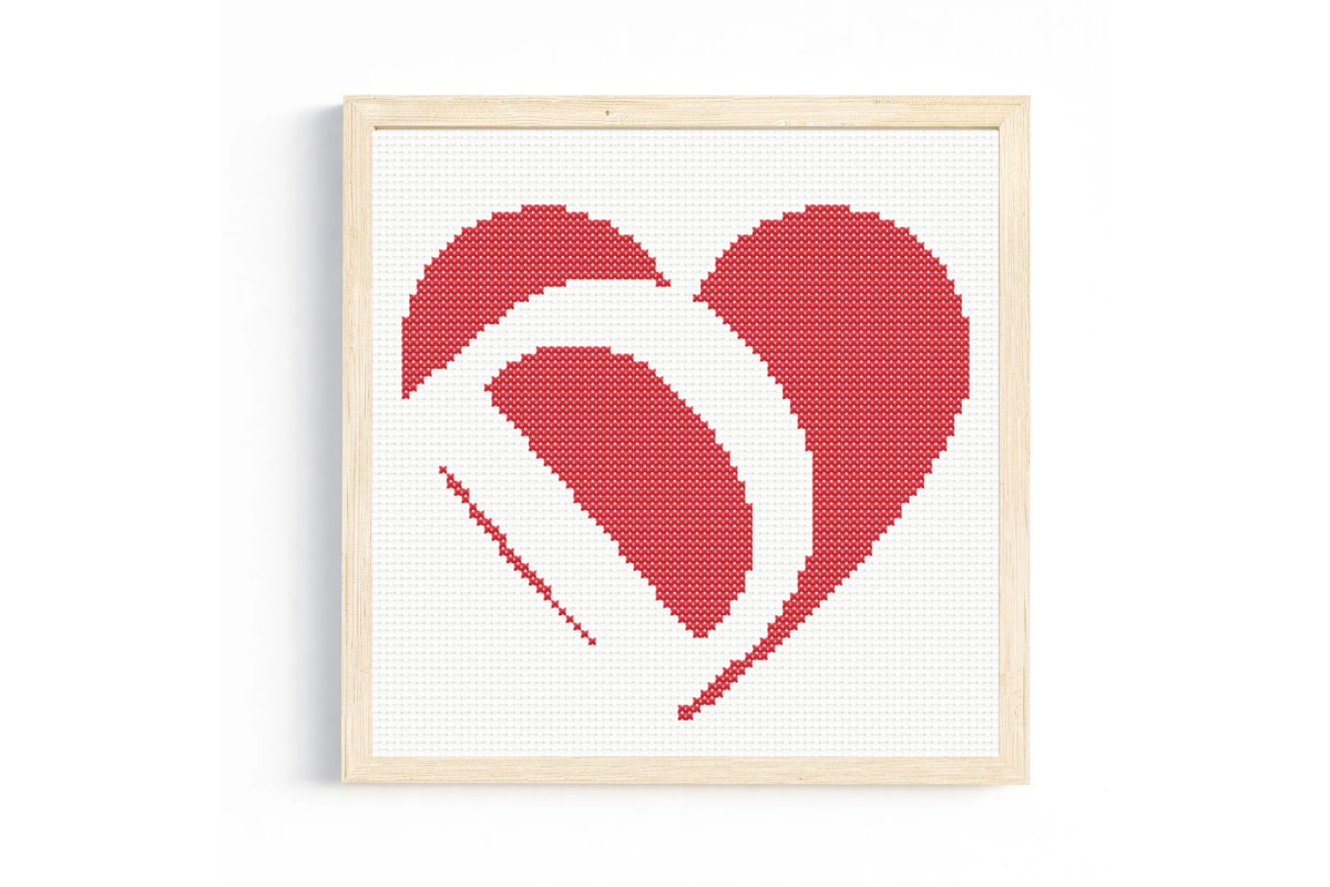 D Monogram in Heart Cross Stitch Pattern