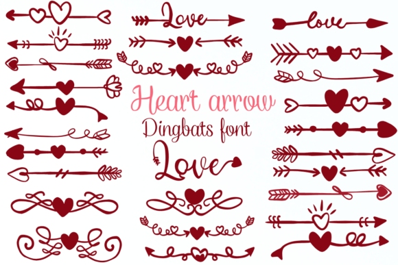 Preview of Heart Arrow dingbat font