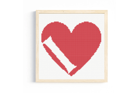 I Monogram in Heart Cross Stitch Pattern