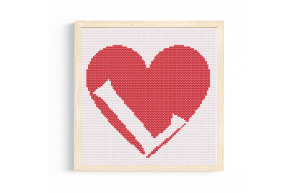L Monogram in Heart Cross Stitch Pattern