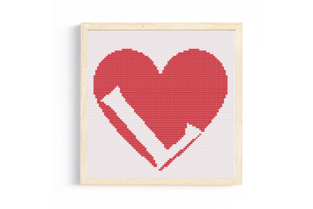 L Monogram in Heart Cross Stitch Pattern