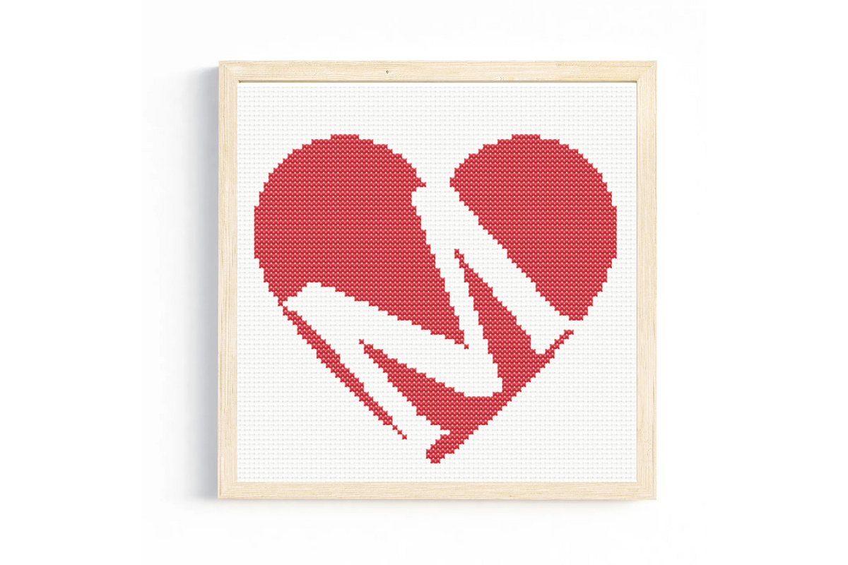 M Monogram in Heart Cross Stitch Pattern