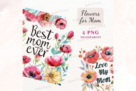 Mother's Day Words, Sublimation, 4 PNG