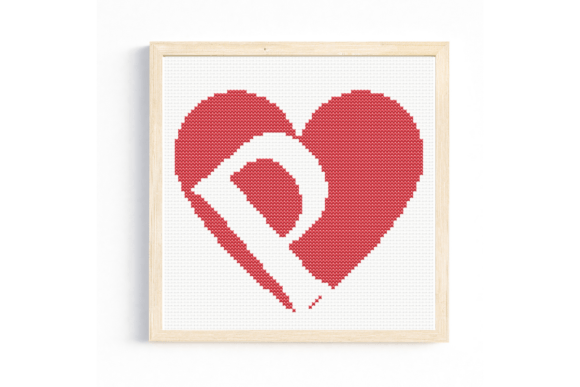 P Monogram in Heart Cross Stitch Pattern