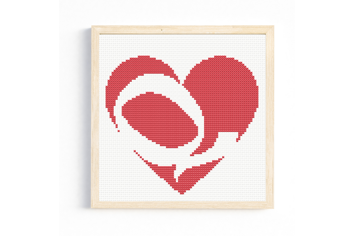 Q Monogram in Heart Cross Stitch Pattern
