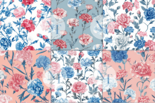 Retro Carnation Flower Digital Paper Graphic by Nam Tiwa · Creative Fabrica