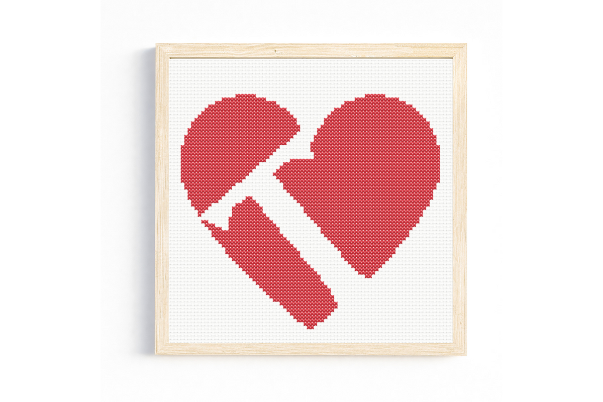 T Monogram in Heart Cross Stitch Pattern