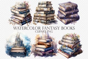 Watercolor Fantasy Books Clipart Graphic by Mehtap Aybastı · Creative ...