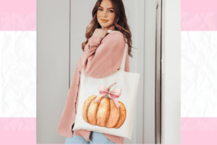 Watercolor Pumpkin with Pink Bow PNG Graphic by CotswoldCoDesigns ...