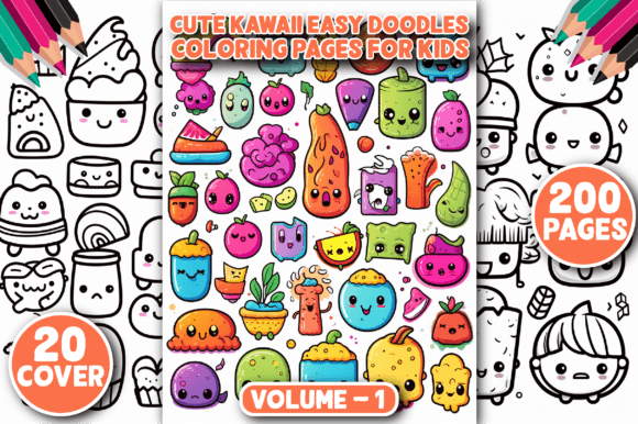 200 Cute Kawaii Easy Doodles Color Pages