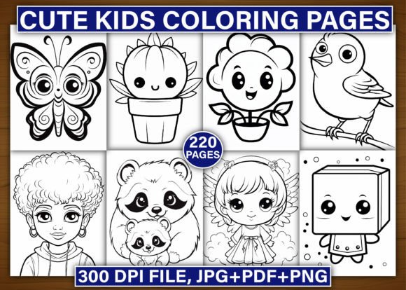 220 Cute Kids Coloring Pages for Kids