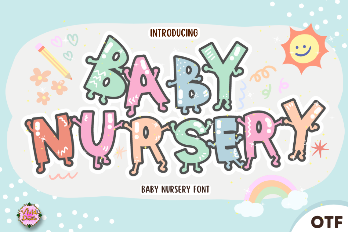 Baby Nursery preview, charming playful school font